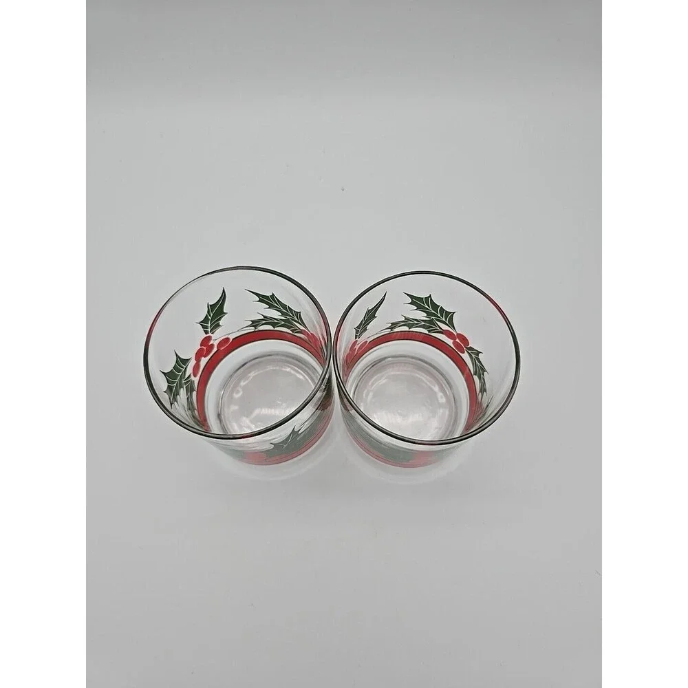 Vintage Set of (2) LIBBY Holly & Berries Ribbon 4